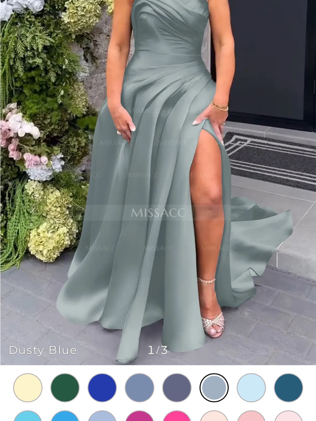 Missacc Elegant Evening Dress Dusty Blue